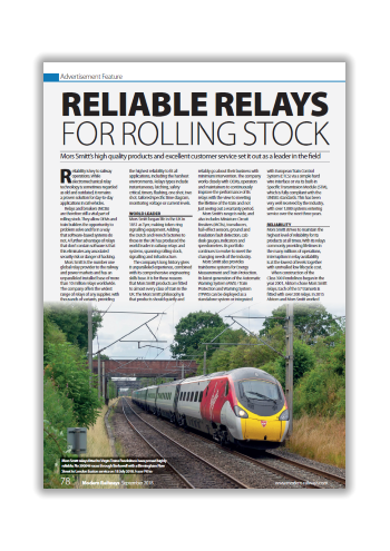 Reliable Relays for Rolling Stock